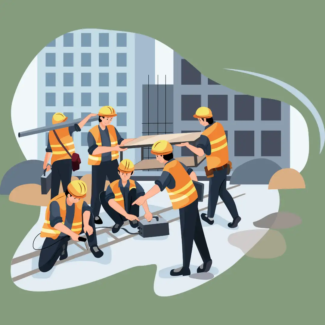 Engineers people are working on Construction Project Management and Engineering